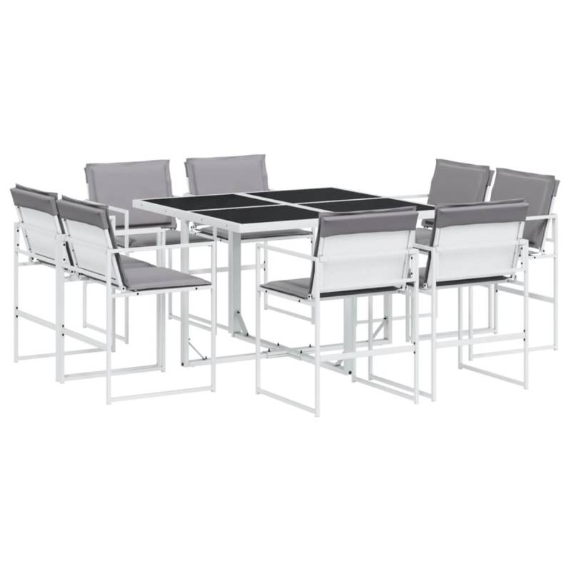 vidaXL 9-tlg Garten-Essgruppe mit Kissen Weiß Textilene Modell 5 von VIDAXL