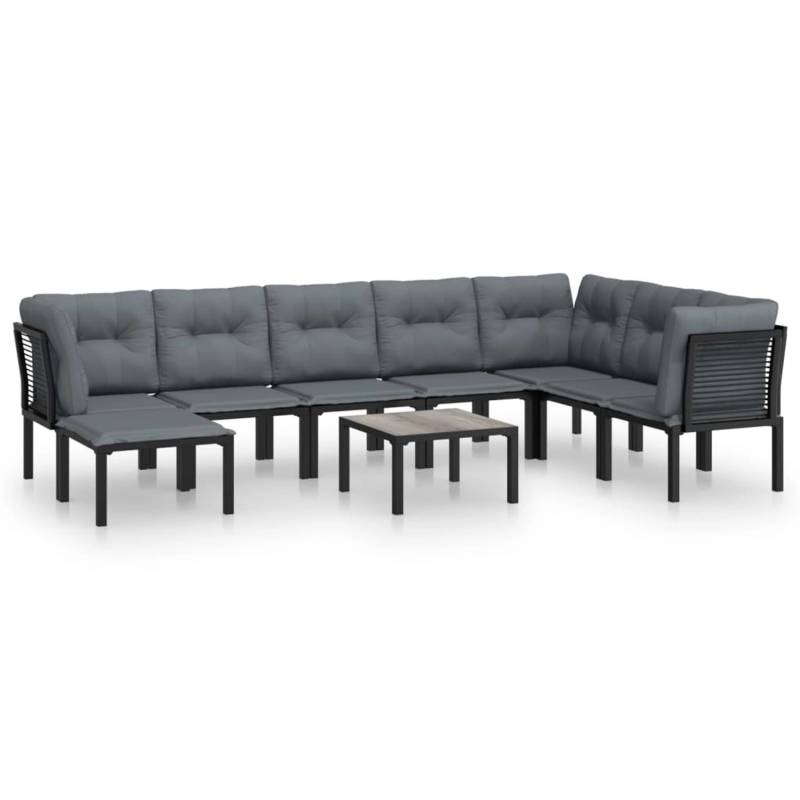 vidaXL 9-tlg Garten-Lounge-Set Schwarz und Grau Poly Rattan Modell 1 von VIDAXL
