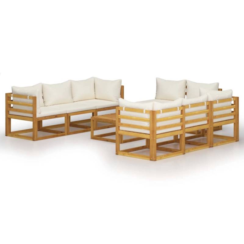 vidaXL 9-tlg Garten-Lounge-Set mit Auflagen Creme Massivholz Akazie Modell 1 von VIDAXL