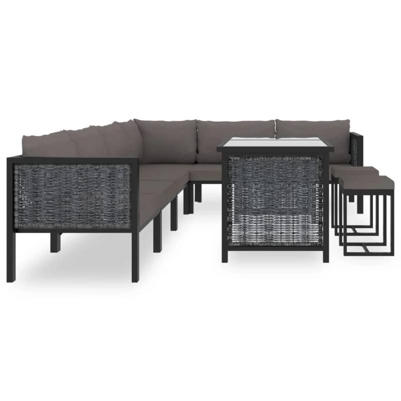 vidaXL 9-tlg Garten-Lounge-Set mit Auflagen Poly Rattan Anthrazit von VIDAXL