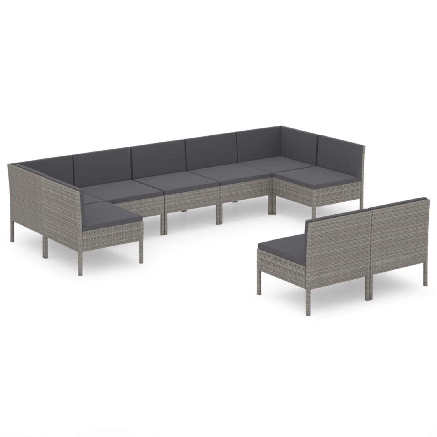 vidaXL 9-tlg Garten-Lounge-Set mit Auflagen Poly Rattan Grau Modell 13 vidaXL 9-tlg Garten-Lounge-Set mit Auflagen Poly Rattan Grau Modell 13 von VIDAXL