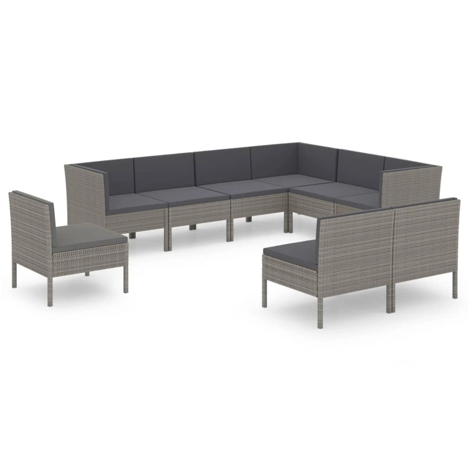vidaXL 9-tlg Garten-Lounge-Set mit Auflagen Poly Rattan Grau Modell 5 vidaXL 9-tlg Garten-Lounge-Set mit Auflagen Poly Rattan Grau Modell 5 von VIDAXL