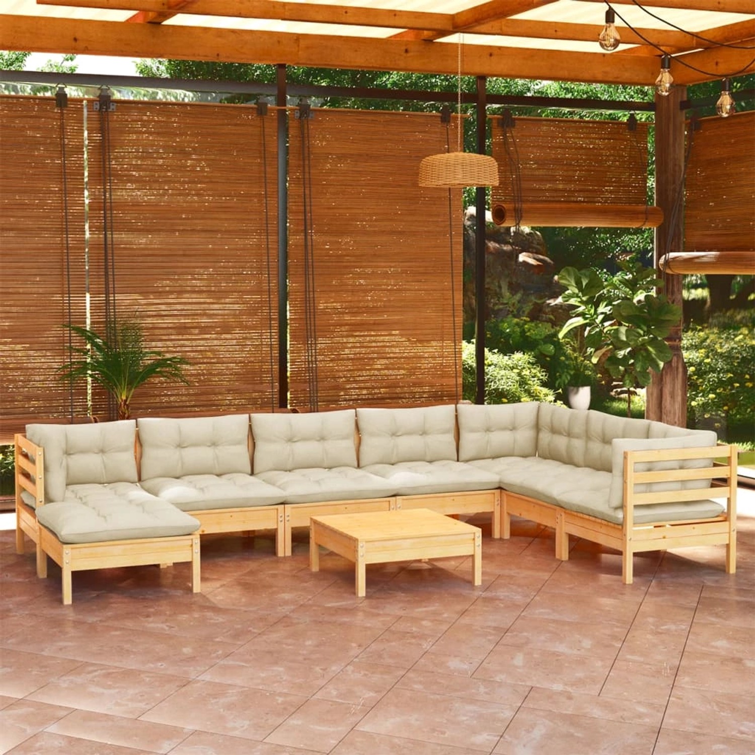 vidaXL 9-tlg Garten-Lounge-Set mit Creme Kissen Massivholz Kiefer Modell 10 vidaXL 9-tlg Garten-Lounge-Set mit Creme Kissen Massivholz Kiefer Modell 10 von VIDAXL