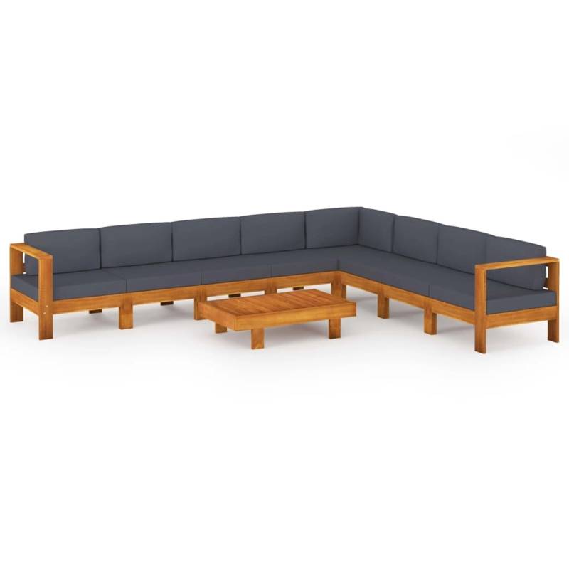 vidaXL 9-tlg Garten-Lounge-Set mit Dunkelgrauen Auflagen Akazienholz Modell 3 von VIDAXL