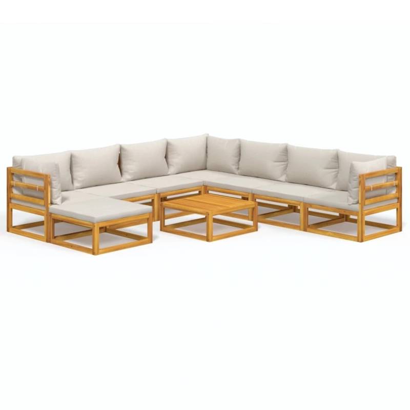 vidaXL 9-tlg Garten-Lounge-Set mit Hellgrauen Kissen Massivholz Modell 1 von VIDAXL
