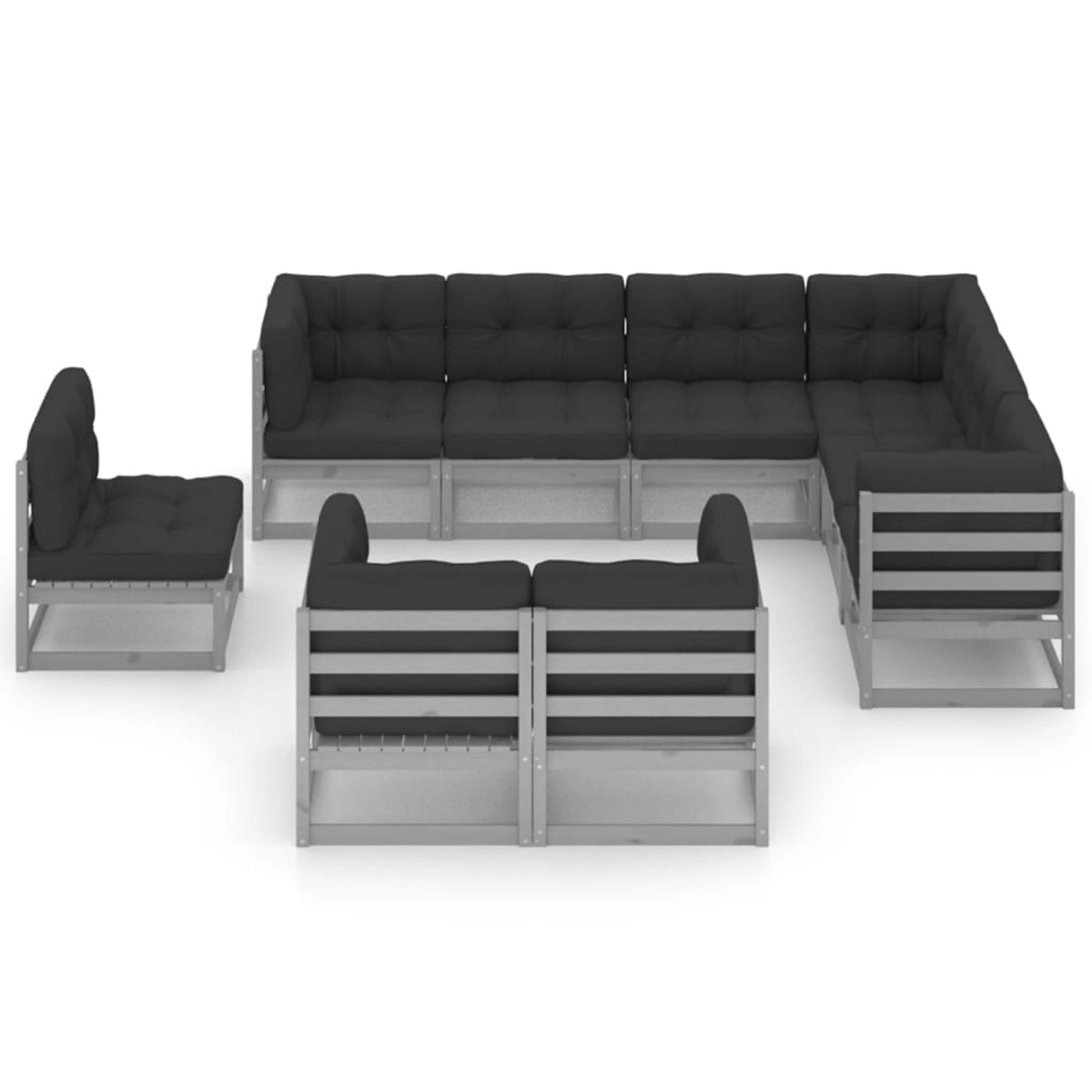 vidaXL 9-tlg Garten-Lounge-Set mit Kissen Grau Kiefer Massivholz Modell 4 vidaXL 9-tlg Garten-Lounge-Set mit Kissen Grau Kiefer Massivholz Modell 4 von VIDAXL