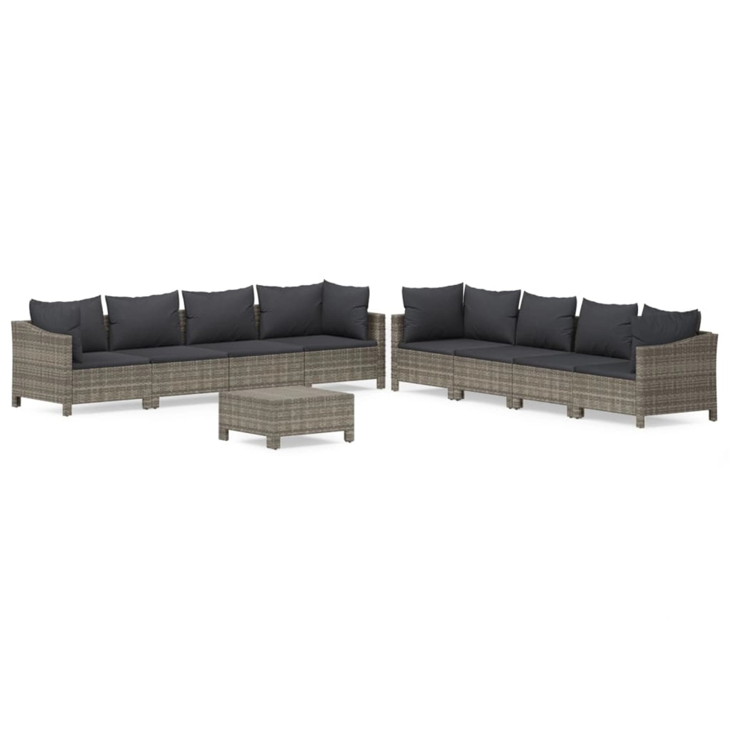 vidaXL 9-tlg Garten-Lounge-Set mit Kissen Grau Poly Rattan Modell 55 vidaXL 9-tlg Garten-Lounge-Set mit Kissen Grau Poly Rattan Modell 55 von VIDAXL