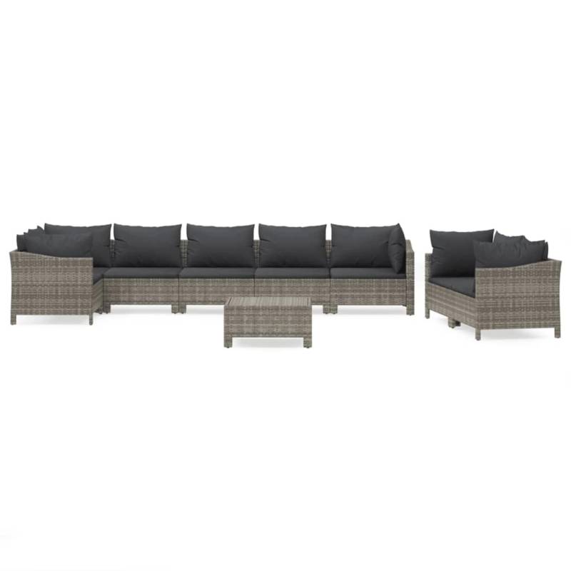 vidaXL 9-tlg Garten-Lounge-Set mit Kissen Grau Poly Rattan Modell 59 von VIDAXL
