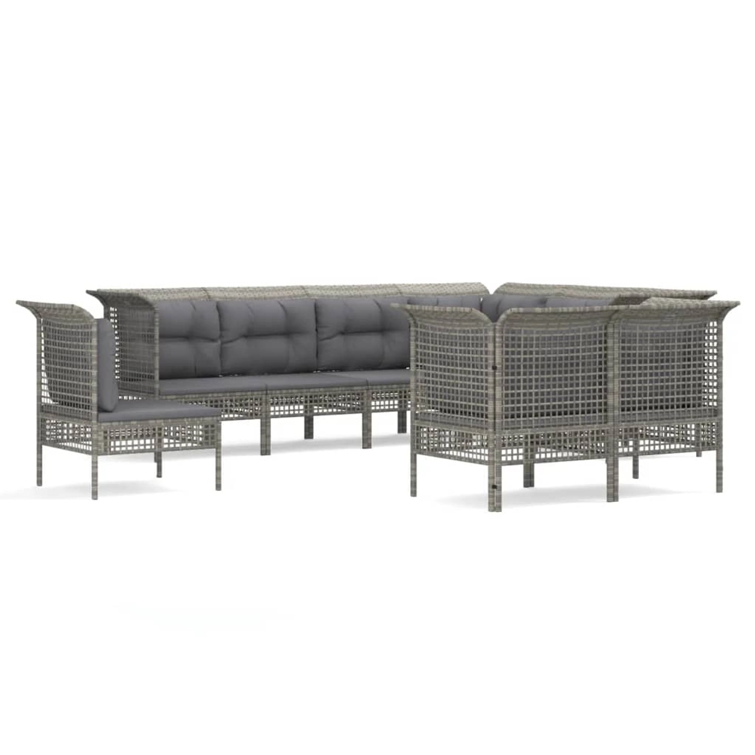 vidaXL 9-tlg Garten-Lounge-Set mit Kissen Grau Poly Rattan Modell 70 vidaXL 9-tlg Garten-Lounge-Set mit Kissen Grau Poly Rattan Modell 70 von VIDAXL