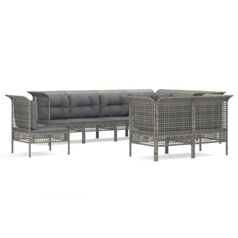vidaXL 9-tlg Garten-Lounge-Set mit Kissen Grau Poly Rattan Modell 70 von VIDAXL