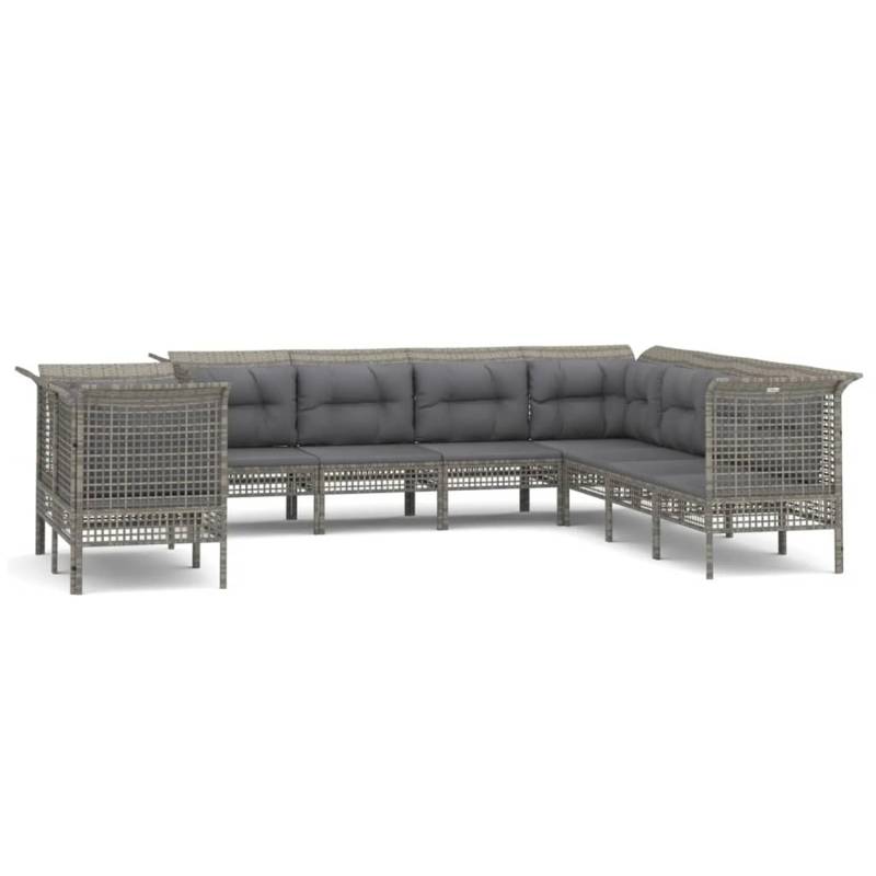 vidaXL 9-tlg Garten-Lounge-Set mit Kissen Grau Poly Rattan Modell 71 von VIDAXL