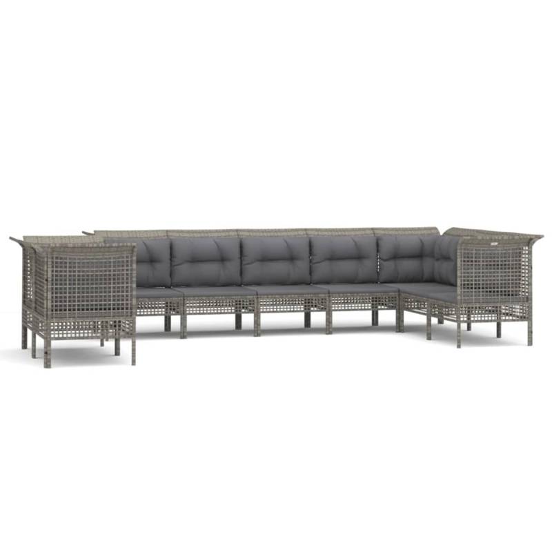 vidaXL 9-tlg Garten-Lounge-Set mit Kissen Grau Poly Rattan Modell 72 von VIDAXL