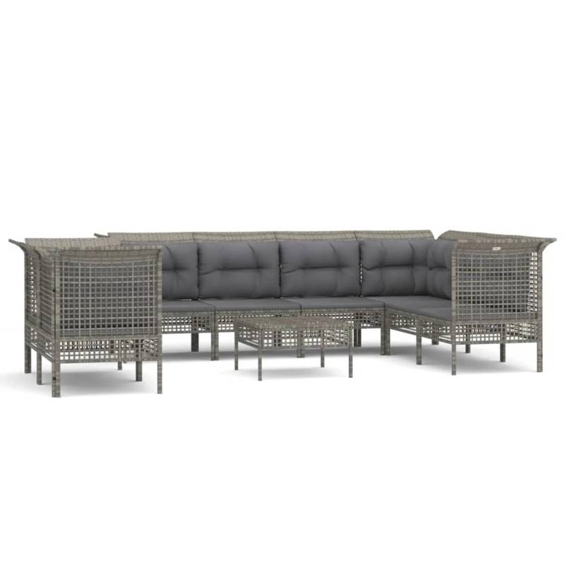 vidaXL 9-tlg Garten-Lounge-Set mit Kissen Grau Poly Rattan Modell 73 von VIDAXL