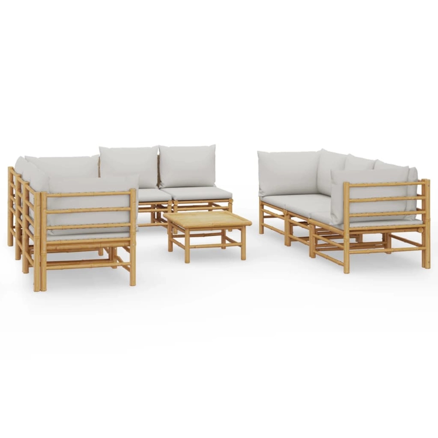 vidaXL 9-tlg Garten-Lounge-Set mit Kissen Hellgrau Bambus Modell 1 vidaXL 9-tlg Garten-Lounge-Set mit Kissen Hellgrau Bambus Modell 1 von VIDAXL