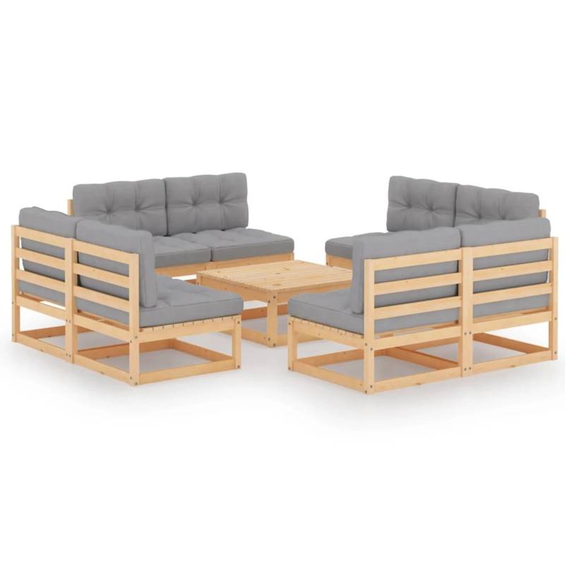 vidaXL 9-tlg Garten-Lounge-Set mit Kissen Kiefer Massivholz Modell 1 von VIDAXL