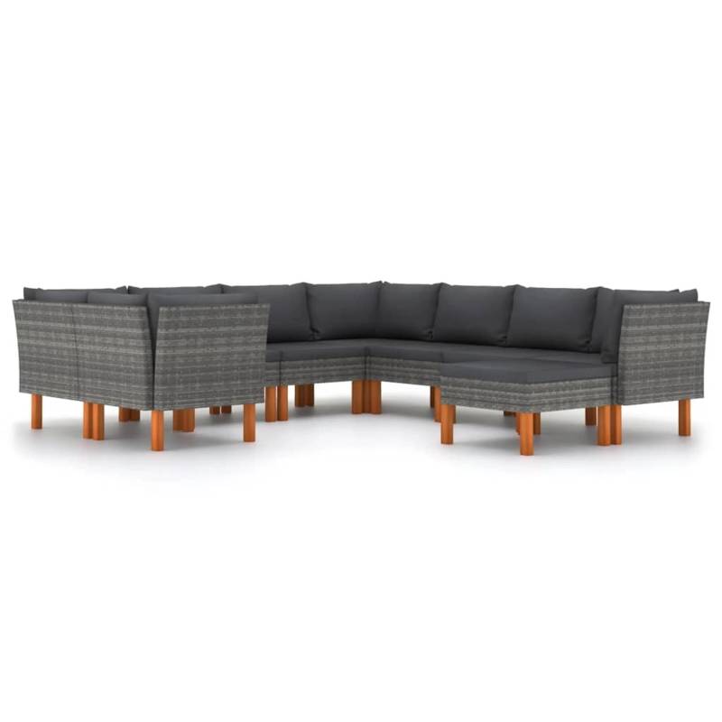vidaXL 9-tlg Garten-Lounge-Set mit Kissen Poly Rattan Grau Modell 5 von VIDAXL