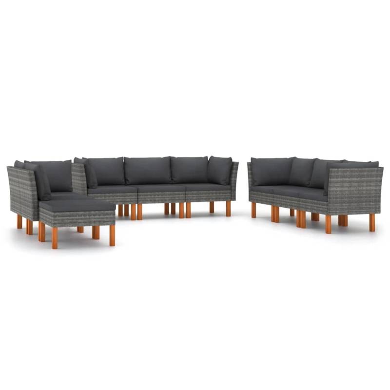 vidaXL 9-tlg Garten-Lounge-Set mit Kissen Poly Rattan Grau Modell 6 von VIDAXL