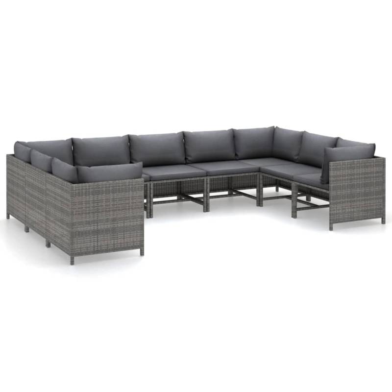 vidaXL 9-tlg Garten-Lounge-Set mit Kissen Poly Rattan Grau Modell 9 von VIDAXL