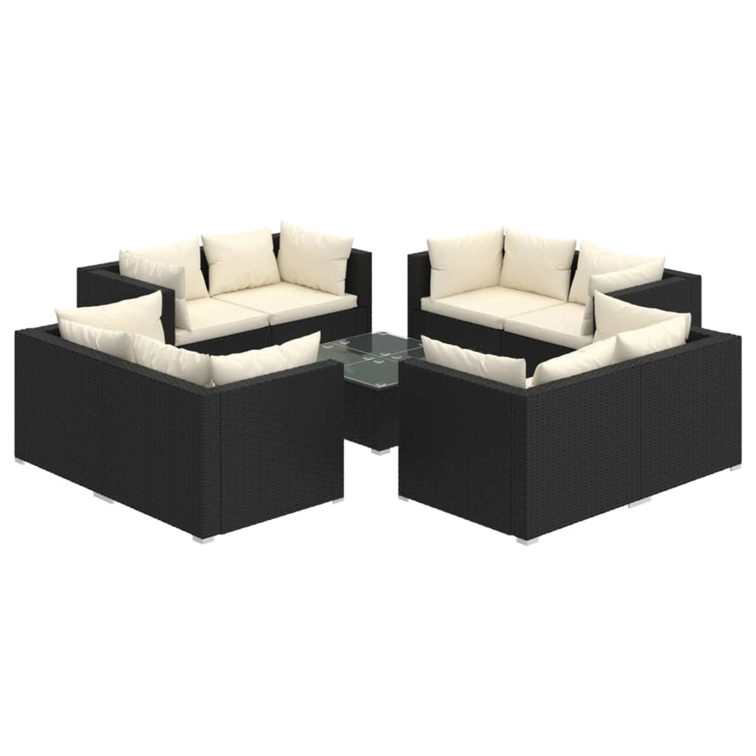 vidaXL 9-tlg Garten-Lounge-Set mit Kissen Poly Rattan Schwarz Modell 19 vidaXL 9-tlg Garten-Lounge-Set mit Kissen Poly Rattan Schwarz Modell 19 von VIDAXL