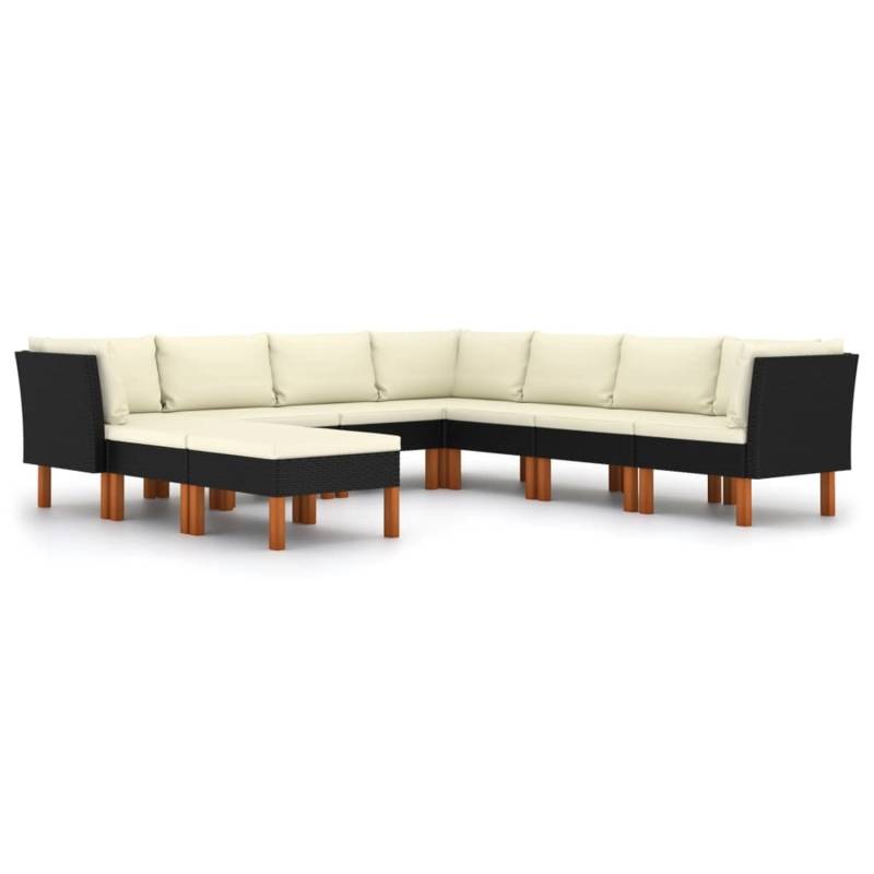 vidaXL 9-tlg Garten-Lounge-Set mit Kissen Poly Rattan Schwarz Modell 3 von VIDAXL