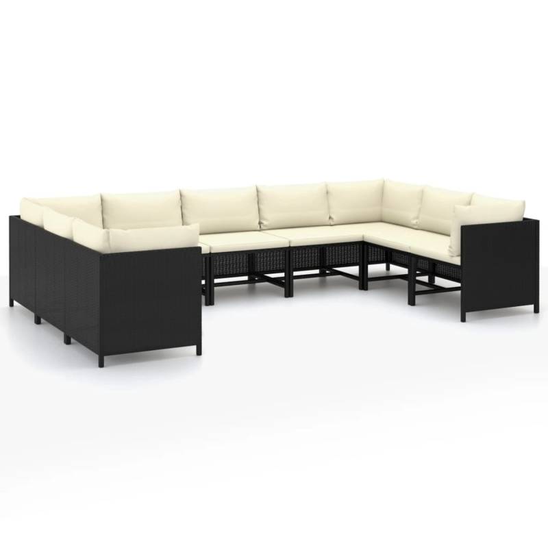 vidaXL 9-tlg Garten-Lounge-Set mit Kissen Poly Rattan Schwarz Modell 7 von VIDAXL