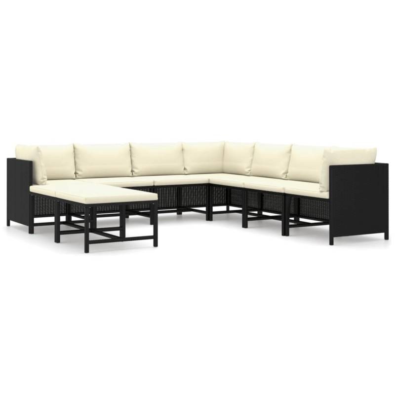 vidaXL 9-tlg Garten-Lounge-Set mit Kissen Poly Rattan Schwarz Modell 9 von VIDAXL