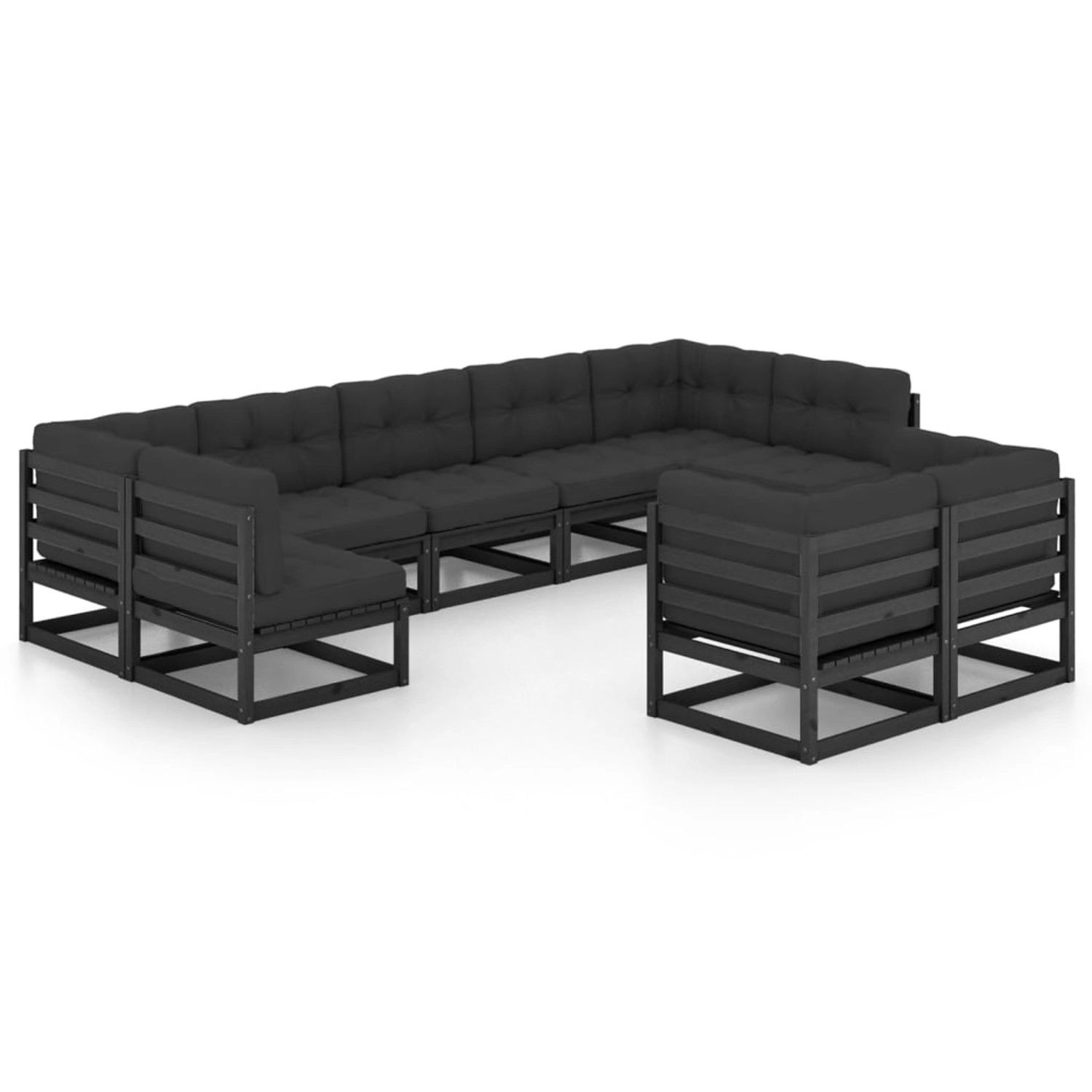 vidaXL 9-tlg Garten-Lounge-Set mit Kissen Schwarz Massivholz Kiefer Modell 11 vidaXL 9-tlg Garten-Lounge-Set mit Kissen Schwarz Massivholz Kiefer Modell 11 von VIDAXL