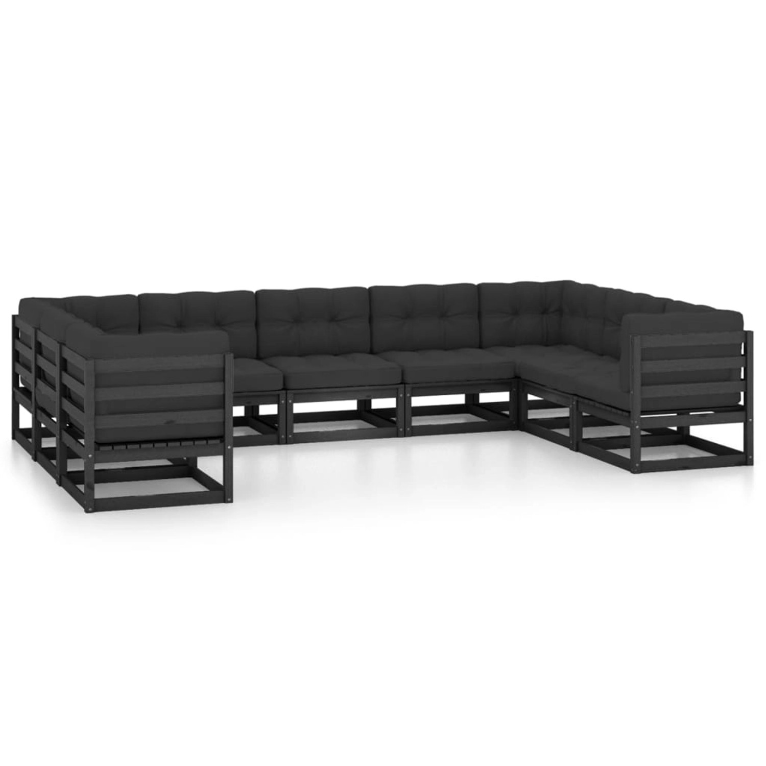 vidaXL 9-tlg Garten-Lounge-Set mit Kissen Schwarz Massivholz Kiefer Modell 12 vidaXL 9-tlg Garten-Lounge-Set mit Kissen Schwarz Massivholz Kiefer Modell 12 von VIDAXL