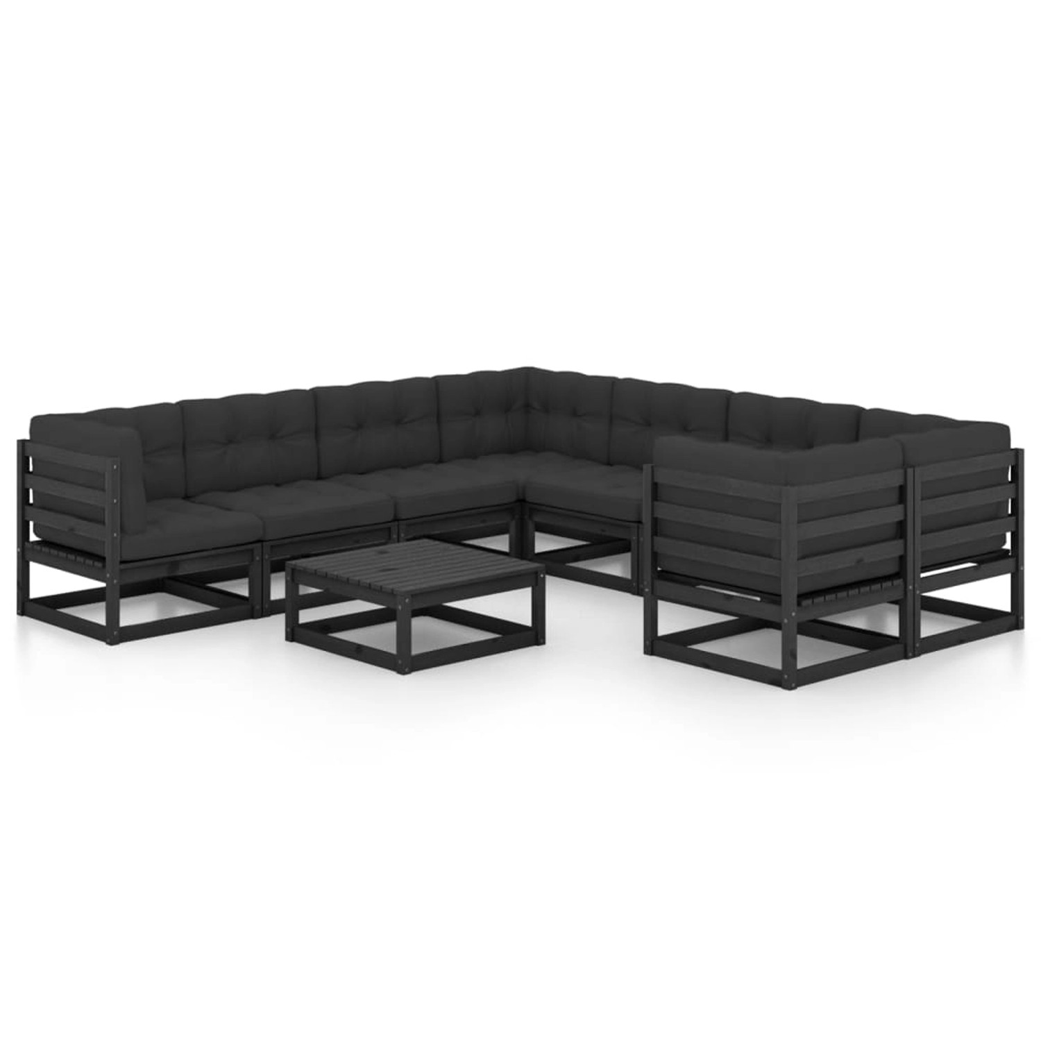 vidaXL 9-tlg Garten-Lounge-Set mit Kissen Schwarz Massivholz Kiefer Modell 13 vidaXL 9-tlg Garten-Lounge-Set mit Kissen Schwarz Massivholz Kiefer Modell 13 von VIDAXL