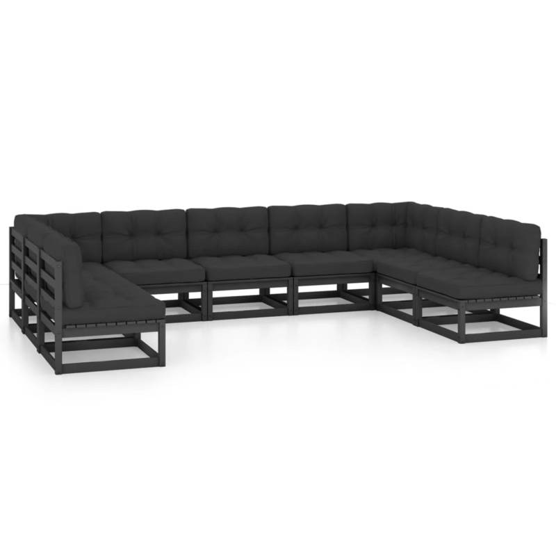 vidaXL 9-tlg Garten-Lounge-Set mit Kissen Schwarz Massivholz Kiefer Modell 9 von VIDAXL