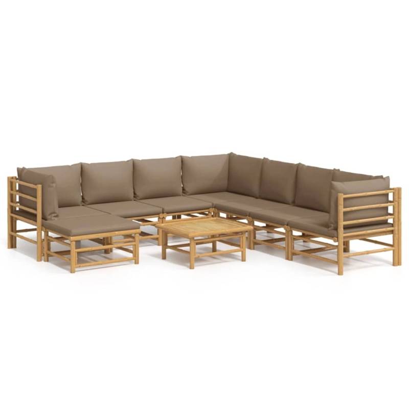 vidaXL 9-tlg Garten-Lounge-Set mit Kissen Taupe Bambus Modell 1 von VIDAXL