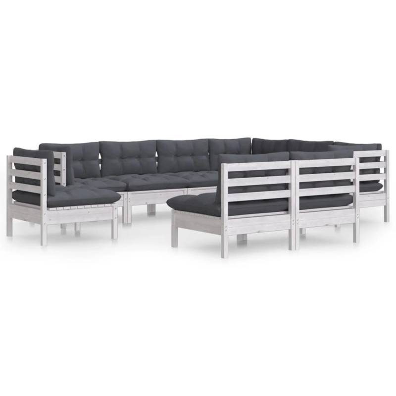 vidaXL 9-tlg Garten-Lounge-Set mit Kissen Weiß Kiefer Massivholz Modell 26 von VIDAXL