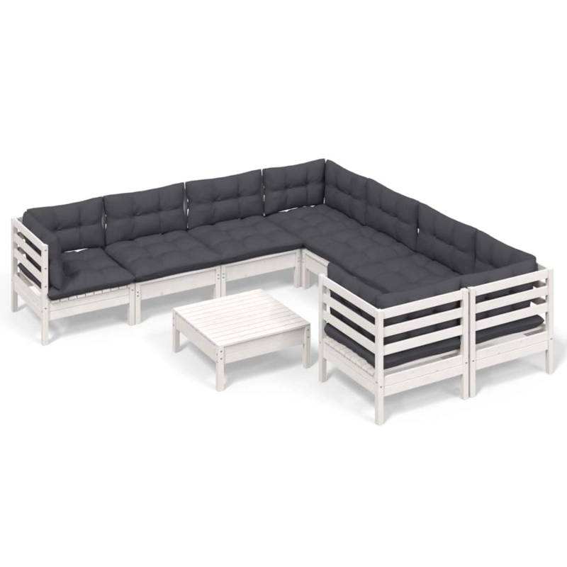 vidaXL 9-tlg Garten-Lounge-Set mit Kissen Weiß Kiefernholz Modell 1 von VIDAXL