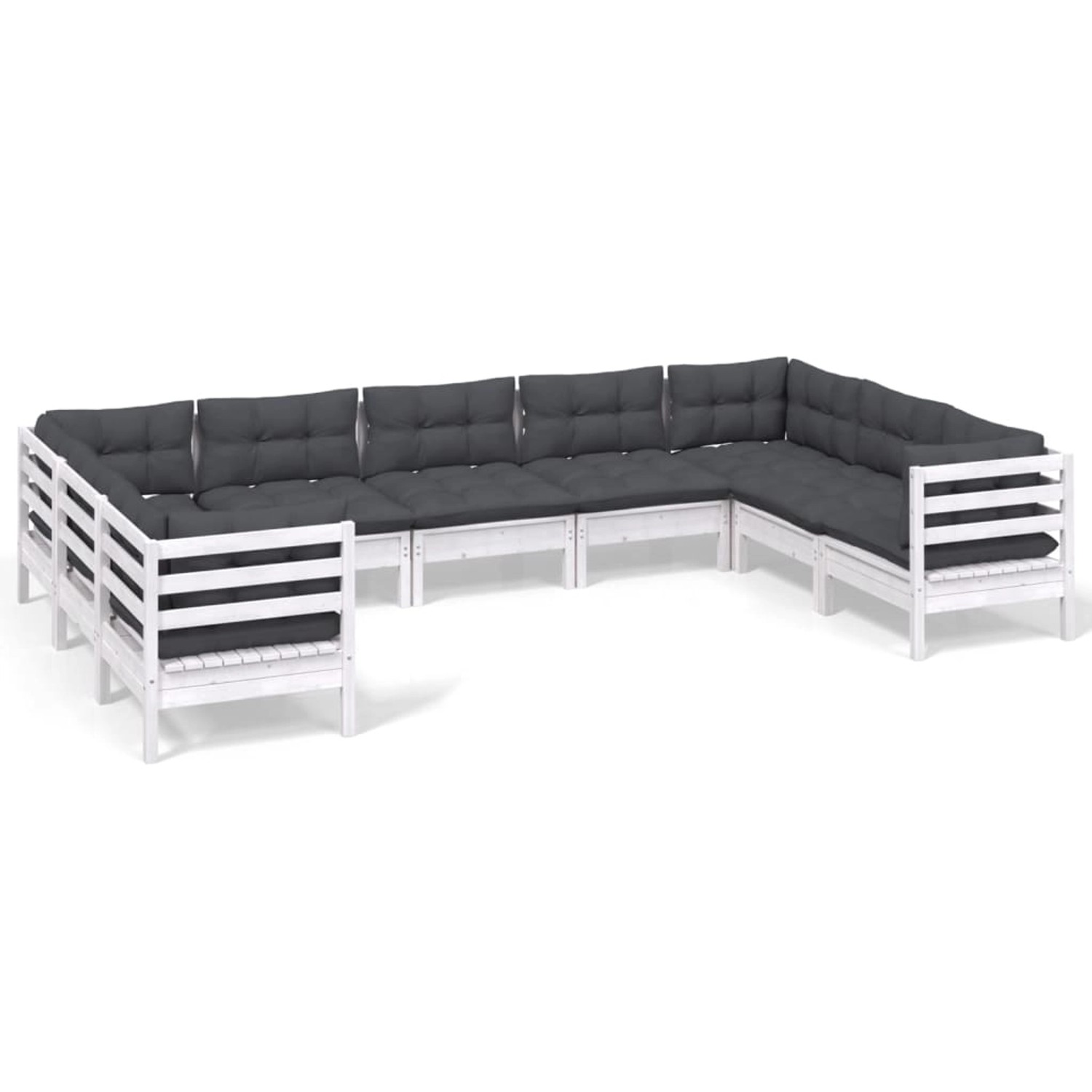 vidaXL 9-tlg Garten-Lounge-Set mit Kissen Weiß Kiefernholz Modell 4 vidaXL 9-tlg Garten-Lounge-Set mit Kissen Weiß Kiefernholz Modell 4 von VIDAXL