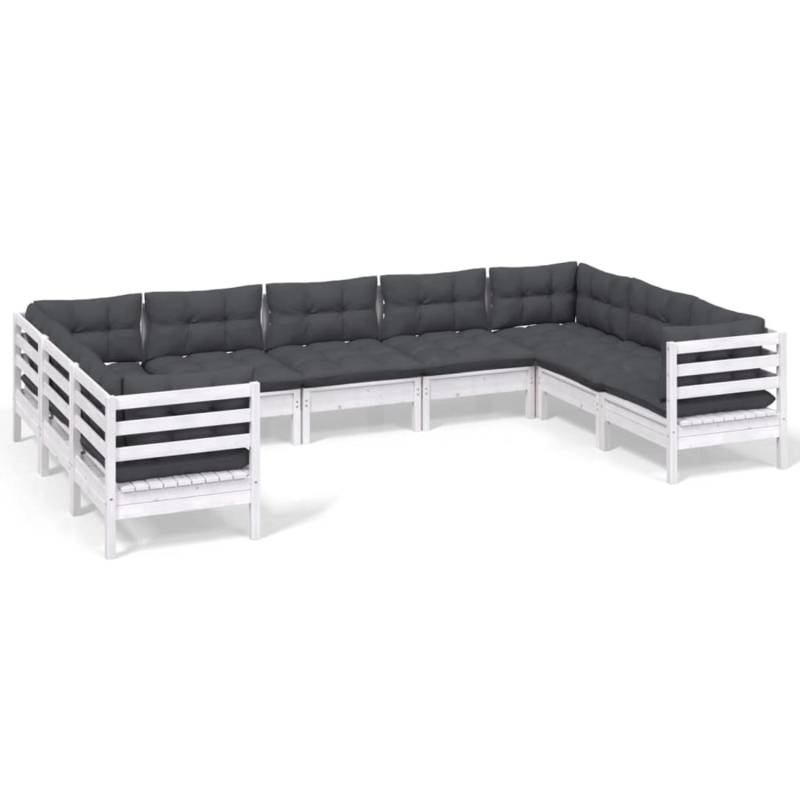 vidaXL 9-tlg Garten-Lounge-Set mit Kissen Weiß Kiefernholz Modell 4 von VIDAXL