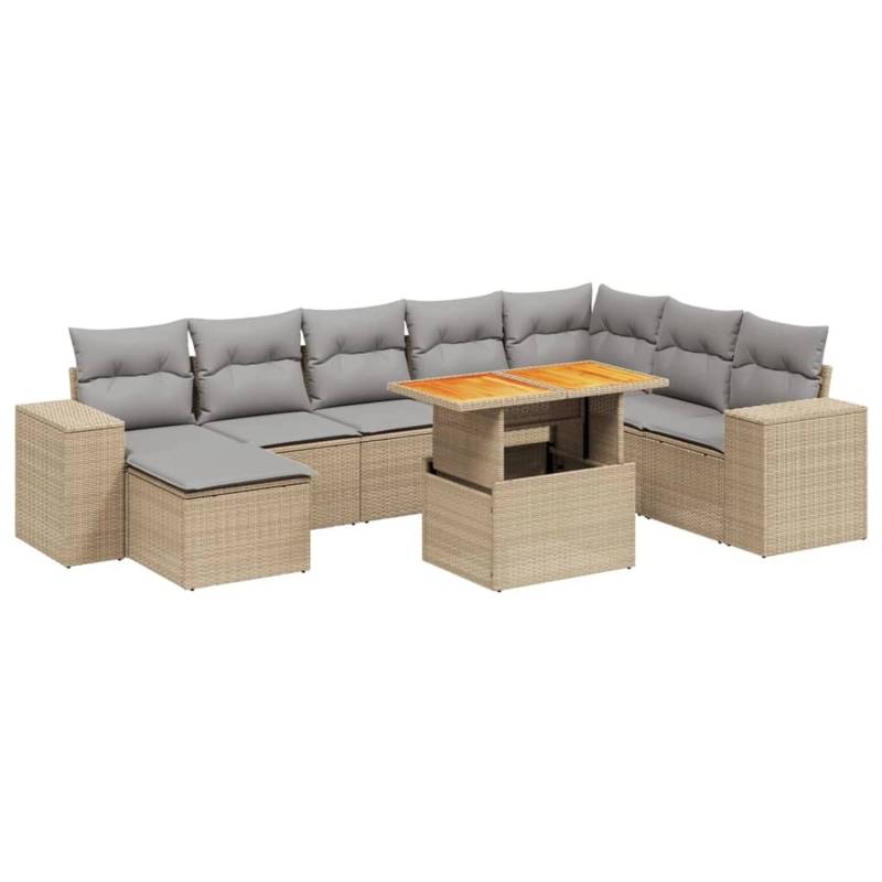 vidaXL 9-tlg Garten-Sofagarnitur mit Kissen Beige Poly Rattan Modell 277 von VIDAXL