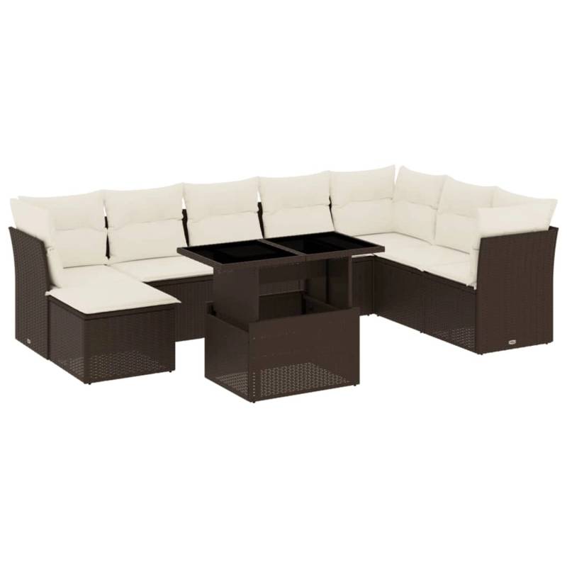 vidaXL 9-tlg Garten-Sofagarnitur mit Kissen Braun Poly Rattan Modell 7 von VIDAXL