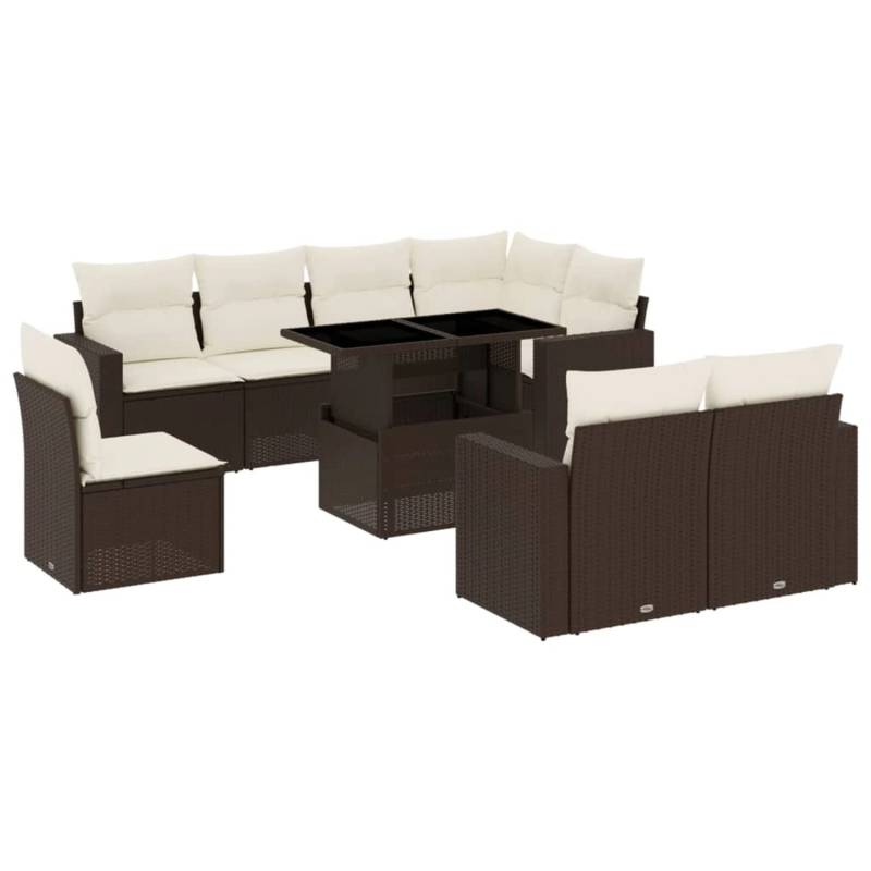 vidaXL 9-tlg Garten-Sofagarnitur mit Kissen Braun Poly Rattan Modell 8 von VIDAXL