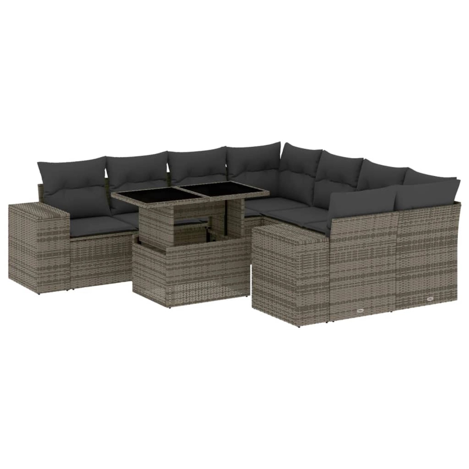 vidaXL 9-tlg Garten-Sofagarnitur mit Kissen Grau Poly Rattan Modell 132 vidaXL 9-tlg Garten-Sofagarnitur mit Kissen Grau Poly Rattan Modell 132 von VIDAXL