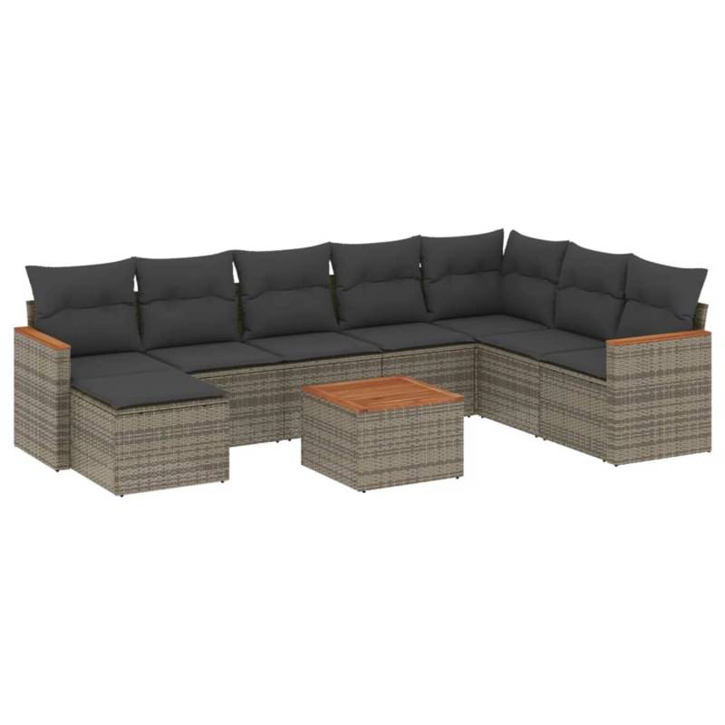 vidaXL 9-tlg Garten-Sofagarnitur mit Kissen Grau Poly Rattan Modell 91 von VIDAXL