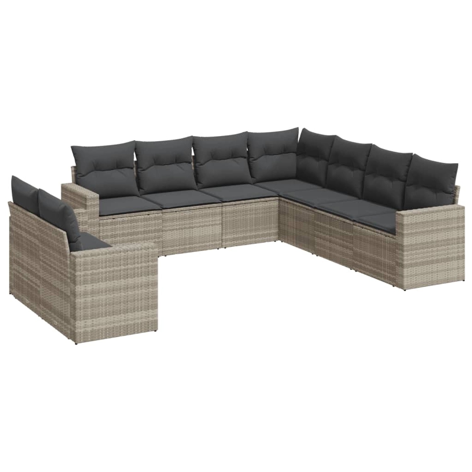 vidaXL 9-tlg Garten-Sofagarnitur mit Kissen Hellgrau Poly Rattan Modell 5 vidaXL 9-tlg Garten-Sofagarnitur mit Kissen Hellgrau Poly Rattan Modell 5 von VIDAXL