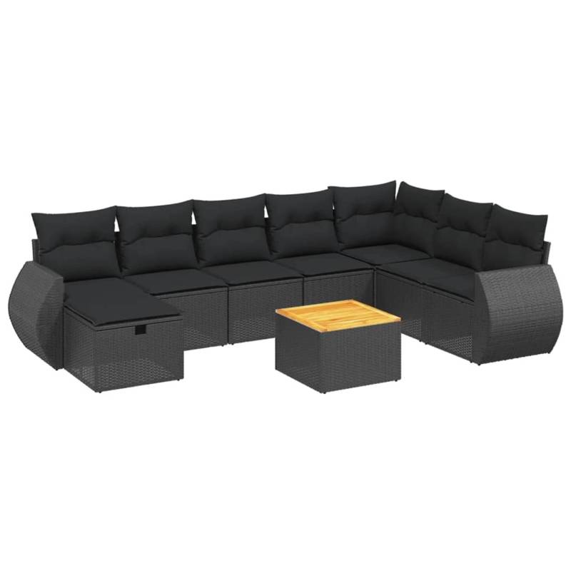 vidaXL 9-tlg Garten-Sofagarnitur mit Kissen Schwarz Poly Rattan Modell 132 von VIDAXL