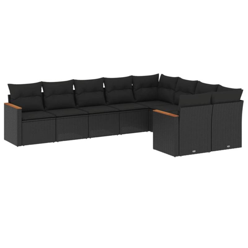 vidaXL 9-tlg Garten-Sofagarnitur mit Kissen Schwarz Poly Rattan Modell 154 von VIDAXL