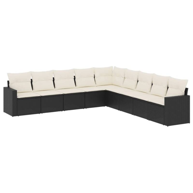 vidaXL 9-tlg Garten-Sofagarnitur mit Kissen Schwarz Poly Rattan Modell 20 von VIDAXL