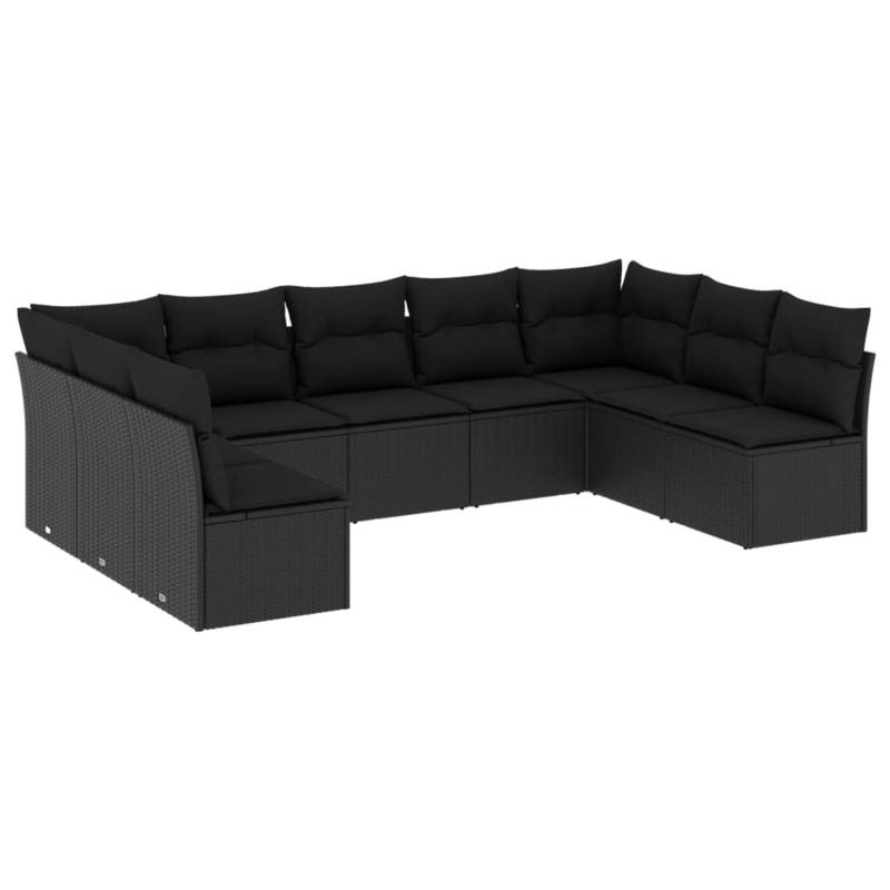vidaXL 9-tlg Garten-Sofagarnitur mit Kissen Schwarz Poly Rattan Modell 21 von VIDAXL