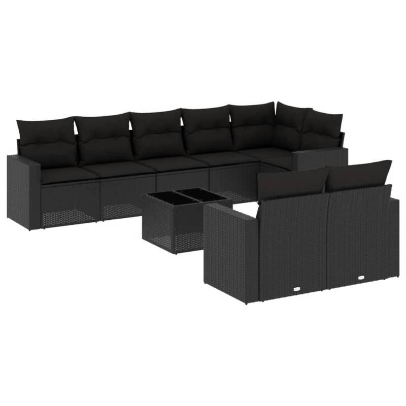 vidaXL 9-tlg Garten-Sofagarnitur mit Kissen Schwarz Poly Rattan Modell 38 von VIDAXL