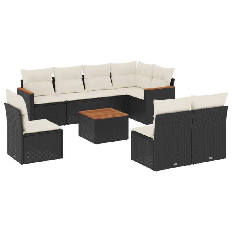 vidaXL 9-tlg Garten-Sofagarnitur mit Kissen Schwarz Poly Rattan Modell 80 von VIDAXL