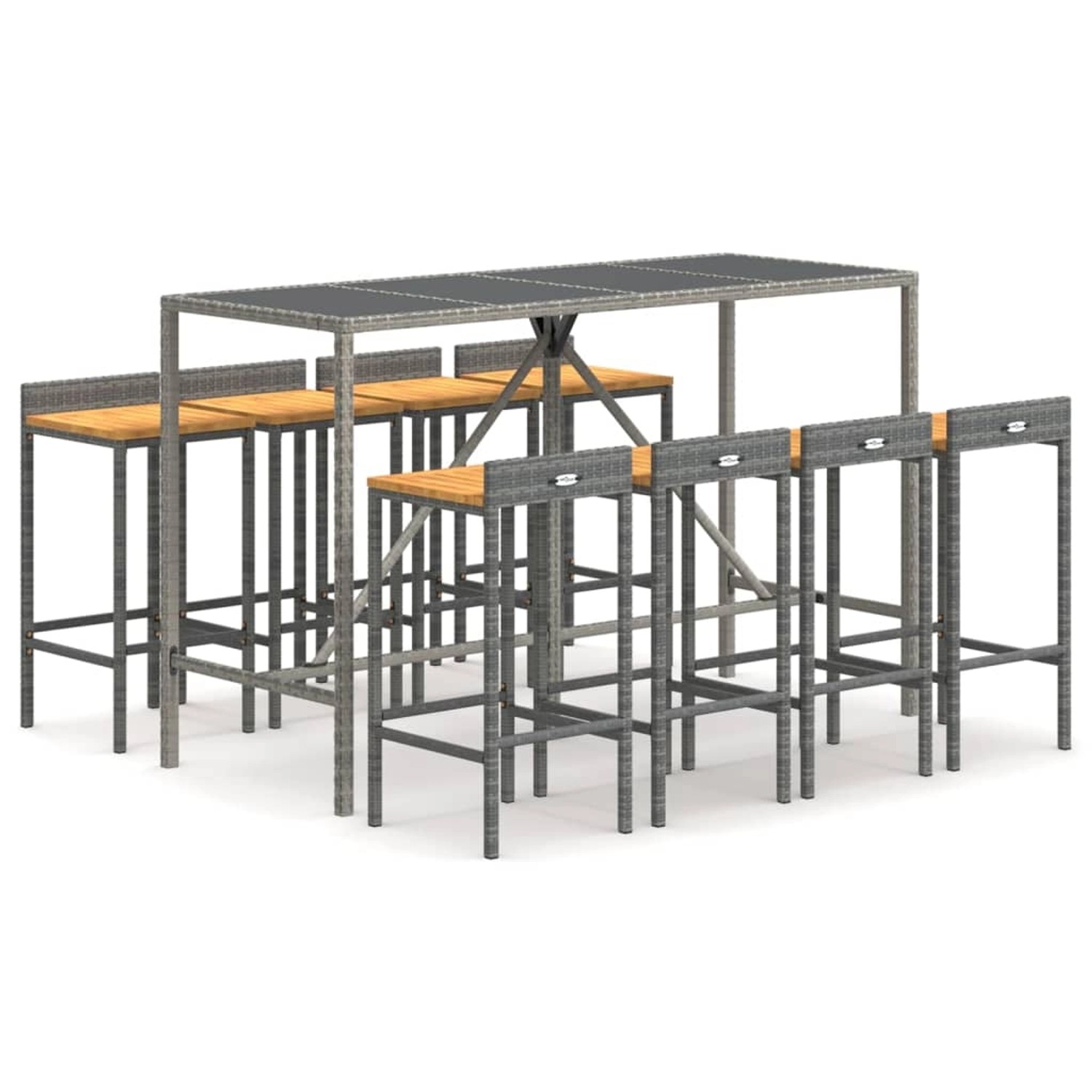 vidaXL 9-tlg Gartenbar-Set Grau Poly Rattan & Massivholz Akazie Modell 1 vidaXL 9-tlg Gartenbar-Set Grau Poly Rattan & Massivholz Akazie Modell 1 von VIDAXL