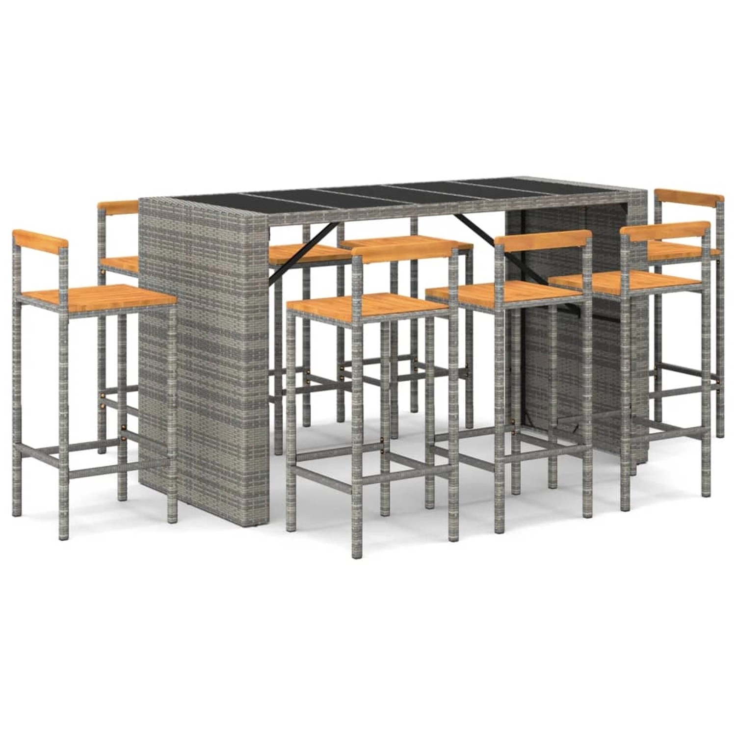 vidaXL 9-tlg Gartenbar-Set Grau Poly Rattan & Massivholz Akazie Modell 3 vidaXL 9-tlg Gartenbar-Set Grau Poly Rattan & Massivholz Akazie Modell 3 von VIDAXL