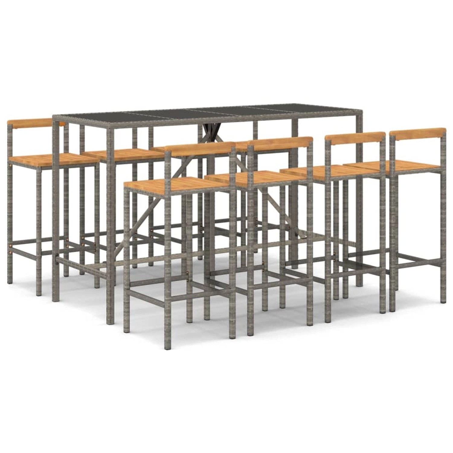 vidaXL 9-tlg Gartenbar-Set Grau Poly Rattan & Massivholz Akazie Modell 4 vidaXL 9-tlg Gartenbar-Set Grau Poly Rattan & Massivholz Akazie Modell 4 von VIDAXL